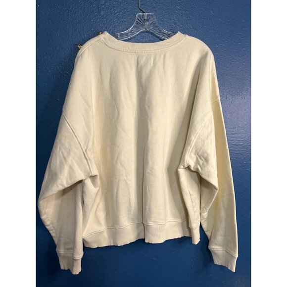 American Eagle Cream Button Shoulder Sweatshirt XXL - Picture 5 of 6